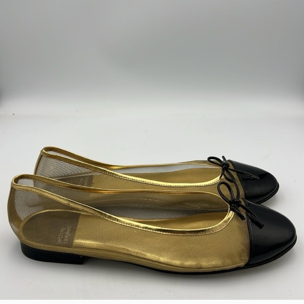 Jeffrey Campbell Gold and Black Flats with Bow